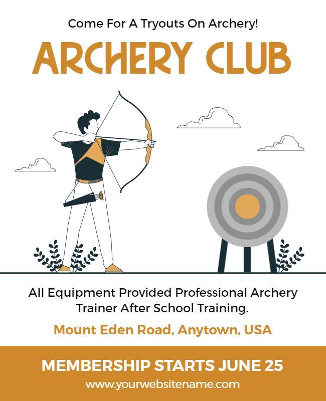 Yellow and White Archery Club Poster Template