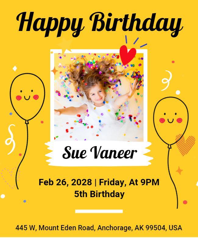 Yellow Happy Birthday Flyer Template