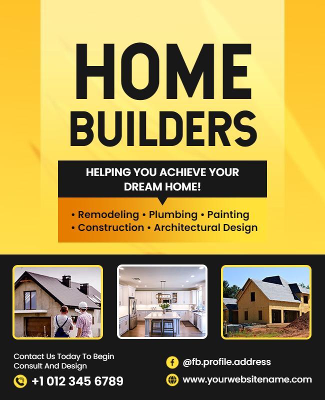 Yellow Modern Hombuilder Poster Template