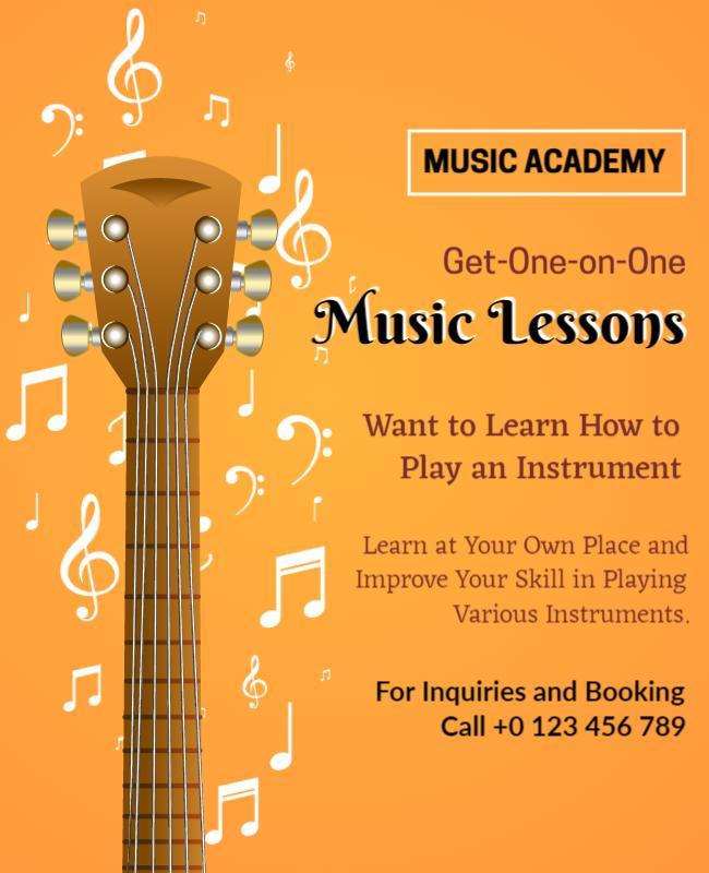 Yellow Music Lessons Poster Template