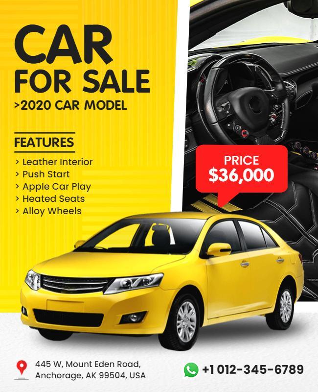 Yellow Sedan Car Sale Advertisement Flyer Template