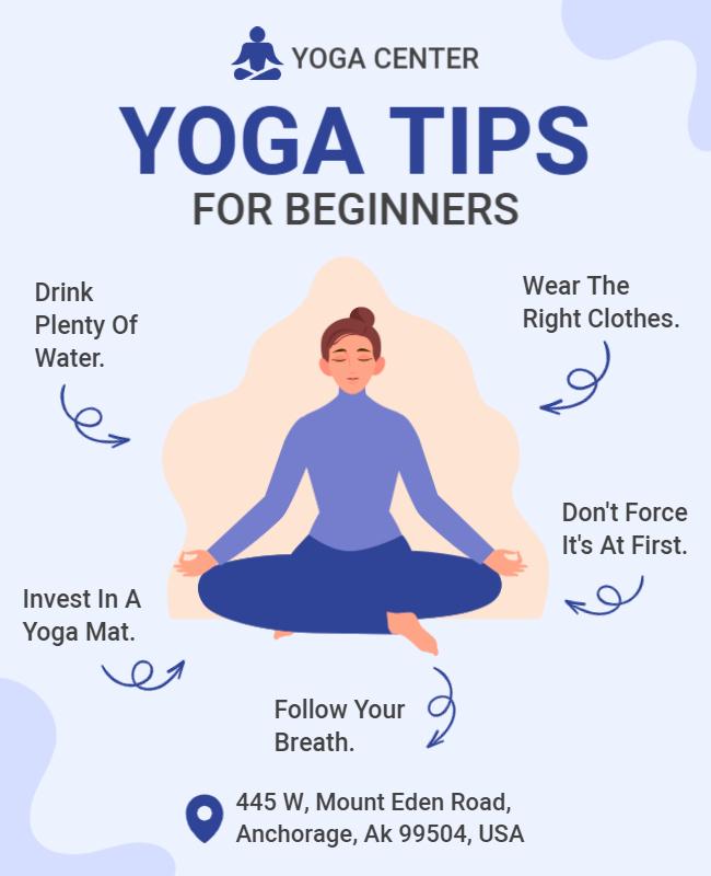 Yoga Tips for Beginners Instructional Flyer Template