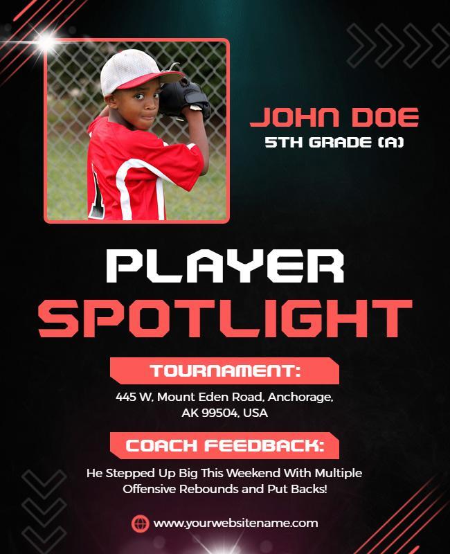 Youth Baseball Player Spotlight Flyer Template