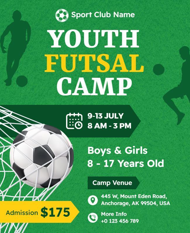 Youth Futsal Camp for Kids and Teens Flyer Template