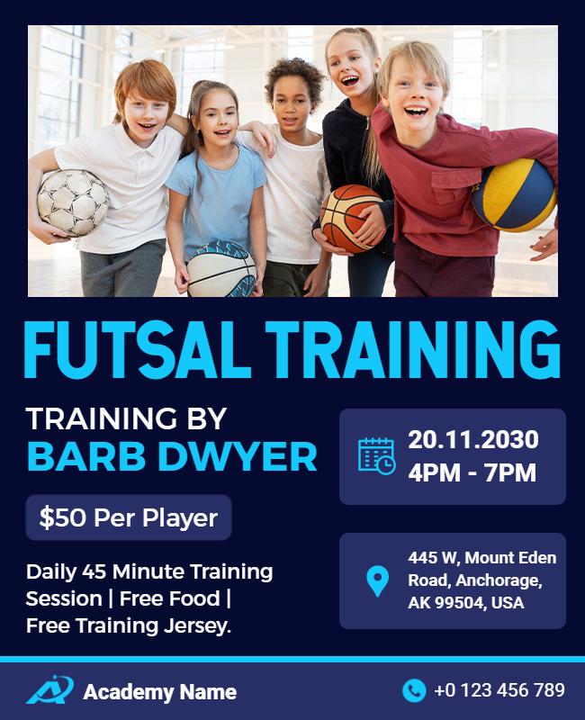 Youth Futsal Training Session Flyer Template