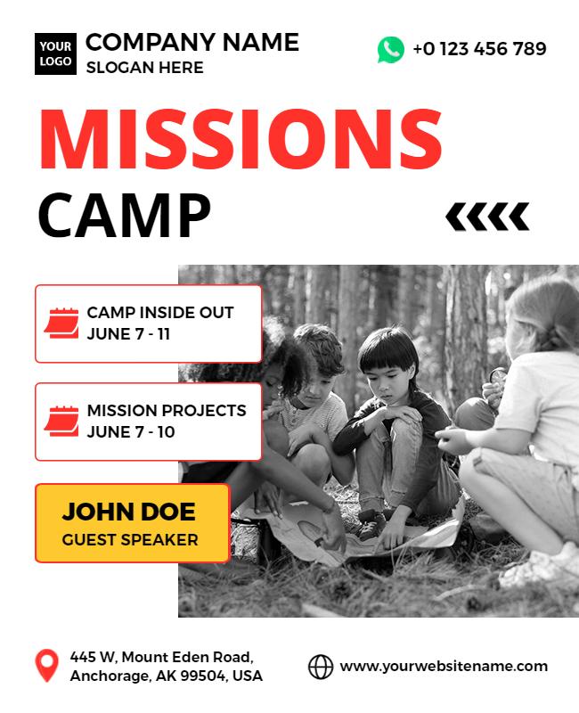 Youth Missions Camp Event Flyer Template