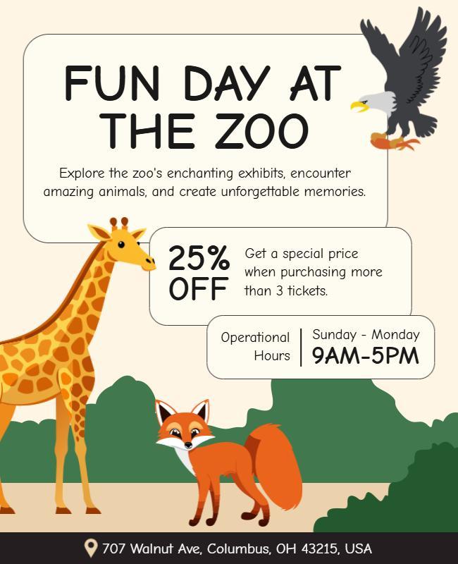 Zoo Adventure Family Fun Day Flyer Template