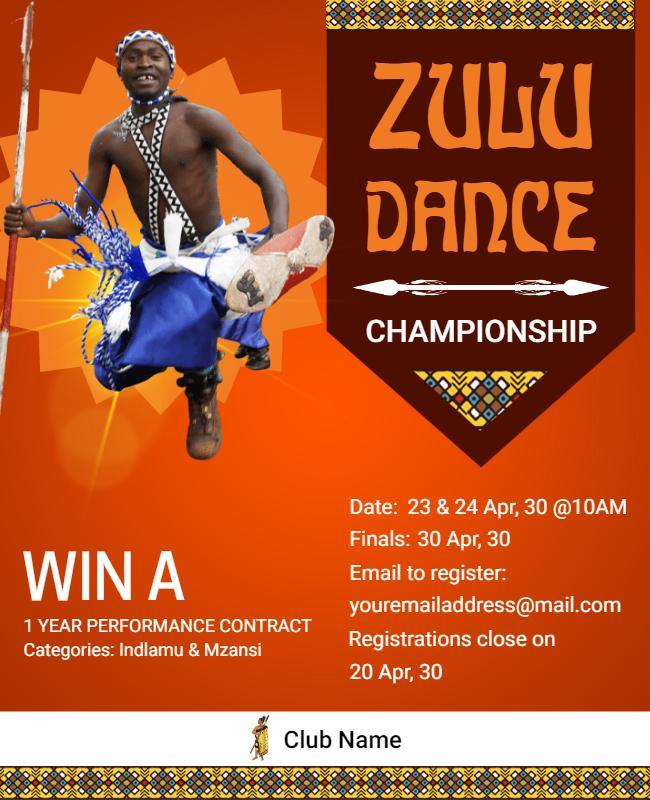 Zulu Dance Championship Event Flyer Template