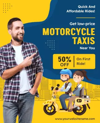 Affordable Motorcycle Taxi Service Promotion Flyer Template