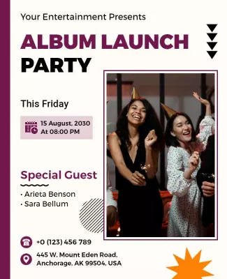 Album Launch Party Celebration Flyer Template