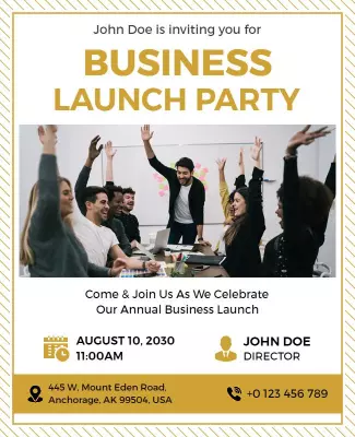 Annual Business Launch Party Celebration Flyer Template