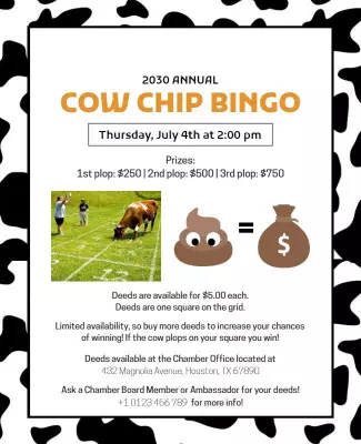 Annual Cow Chip Bingo Event Flyer Template