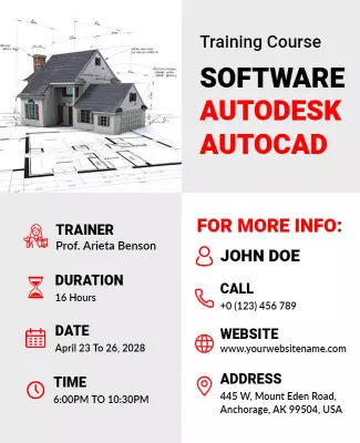 Autodesk Autocad Software Training Course Flyer Template