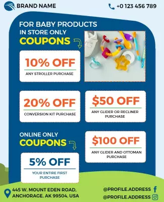 Baby Products Discount Coupons Flyer Template