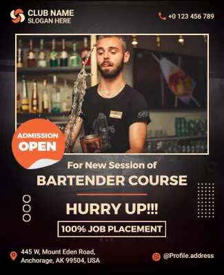 Bartender Course Admission Flyer Template