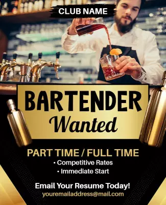 Bartender Job Recruitment Flyer Template