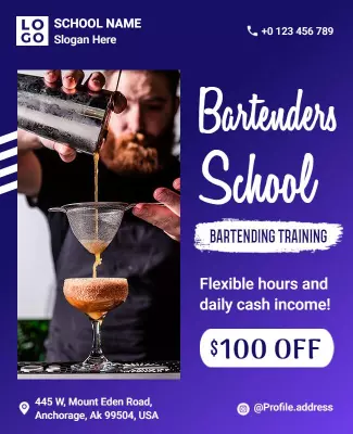 Bartending Training School Promotional Flyer Template