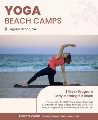 Beach Yoga Camp Morning Sessions Flyer Template