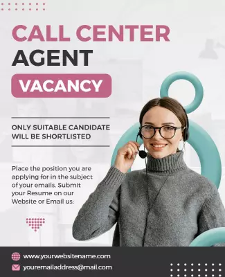 Call Center Agent Job Vacancy Flyer Template