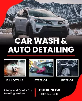 Car Wash and Auto Detailing Services Flyer Template