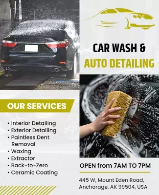 Car Wash and Auto Detailing Services Flyer Template