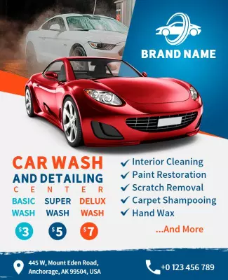 Car Wash and Detailing Service Flyer Template