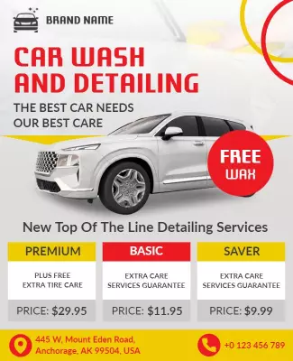 Car Wash and Detailing Service Flyer Template