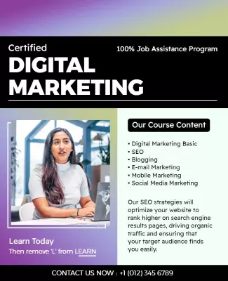 Certified Digital Marketing Course Flyer Template