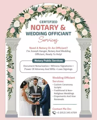 Certified Notary and Wedding Officiant Services Flyer Template