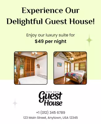 Charming Guest House Accommodation Flyer Template