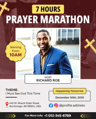 Community Prayer Marathon Event Flyer Template