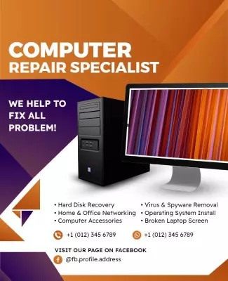 Computer Repair Services Promotional Flyer Template