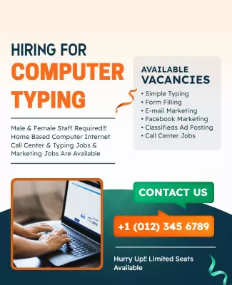 Computer Typing Job Vacancy Announcement Flyer Template