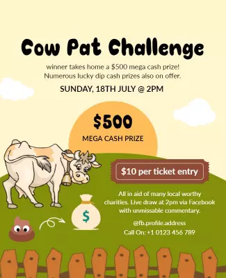 Cow Pat Challenge Charity Event Flyer Template