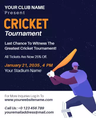 Cricket Tournament Flyer Template