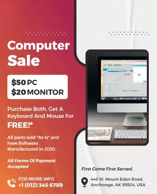 Discounted Computer Sale Promotional Flyer Template