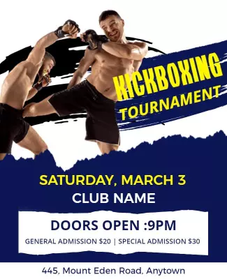 Dynamic Blue Kickboxing Tournament Event Flyer Template