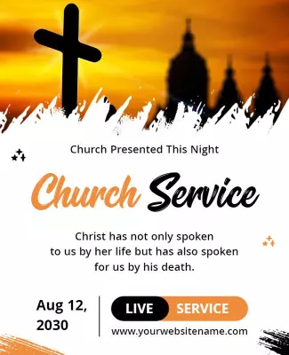 Evening Church Service Live Event Flyer Template