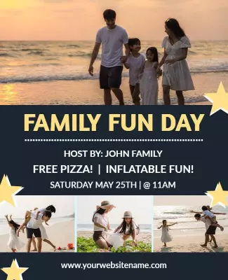 Family Beach Fun Day Event Flyer Template