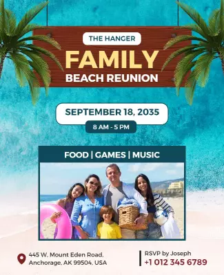 Family Beach Reunion Celebration Flyer Template