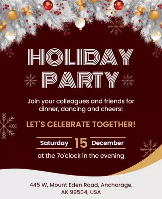 Festive Dinner and Dancing Holiday Party Flyer Template