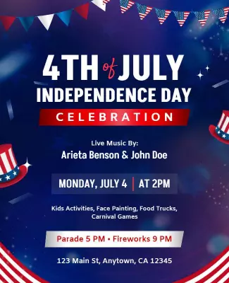 Fourth Of July Celebration Event Flyer Template