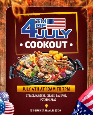 Fourth Of July Cookout Event Flyer Template