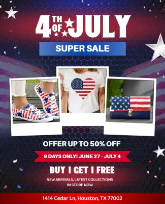 Fourth Of July Super Sale Flyer Template