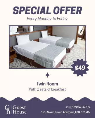 Guest House Twin Room Special Offer Flyer Template