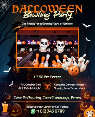 Halloween Bowling Party Event Flyer Template