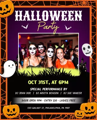 Halloween Party Celebration Flyer Template