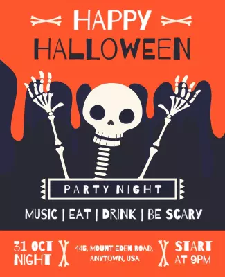 Halloween Skeleton Party Night Flyer Template