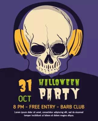 Halloween Skull Theme Party Flyer Template