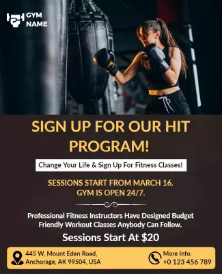 High Intensity Training Gym Program Flyer Template